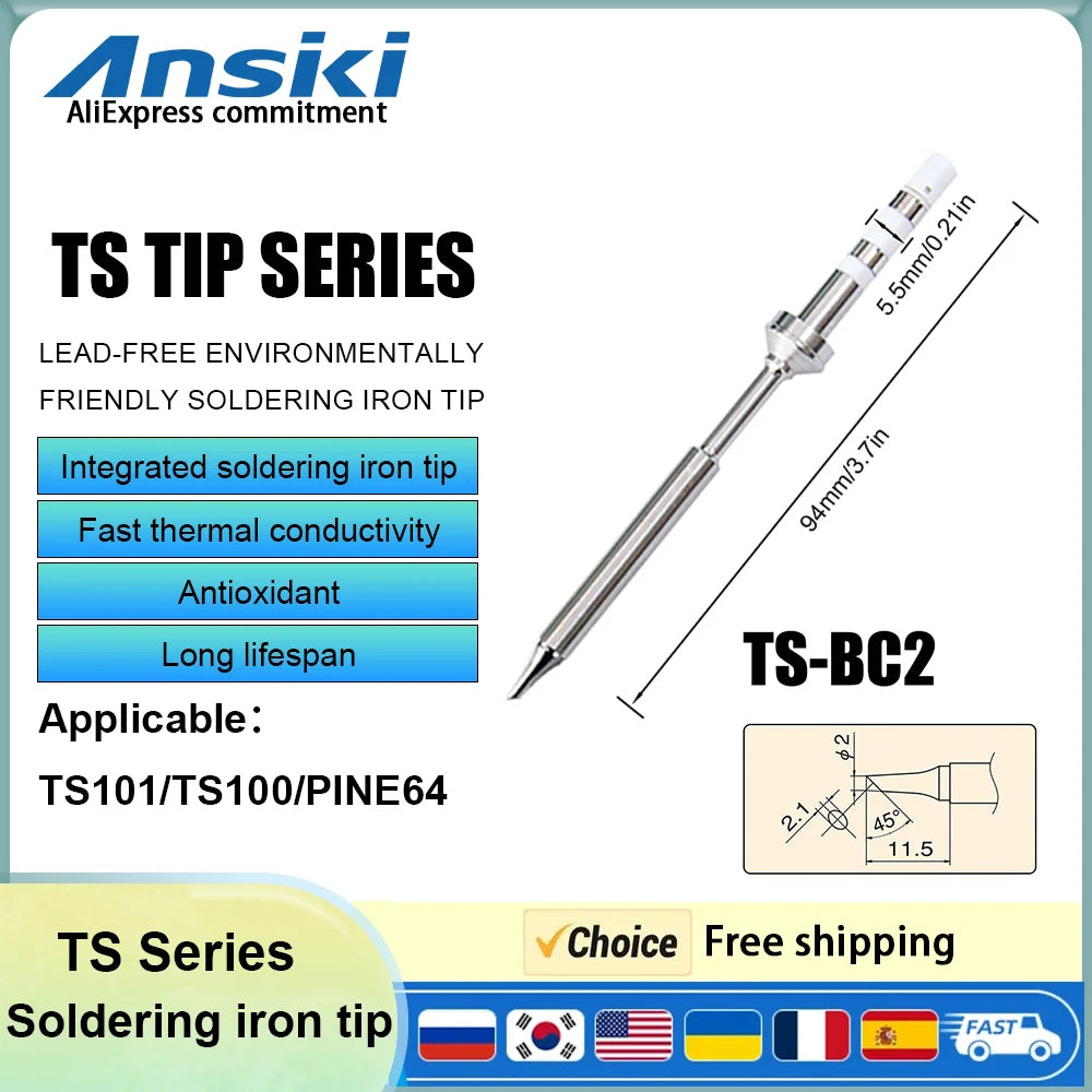 TS101 Soldering Iron Tip – Replacement for PINE64 Pinecil V2, TS100, TS-BC2 & ILS Models, Welding Repair Tool