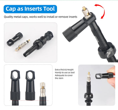 Bicycle Tubeless Presta Valve – Carbon Rim F/V Nipple with Detachable Brass Core & Cap for MTB Tires (40–80mm)