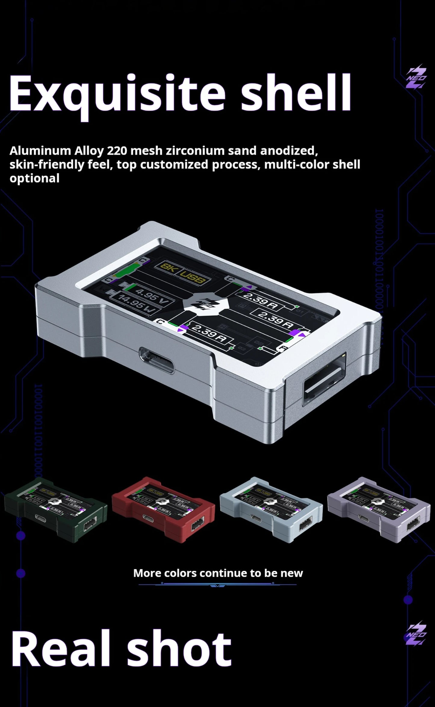 HMLAB ZNEO Gaming USB Hub – 2-to-3 Port with 8K Hz, Independent Power & Screen for Gaming Desk Setup