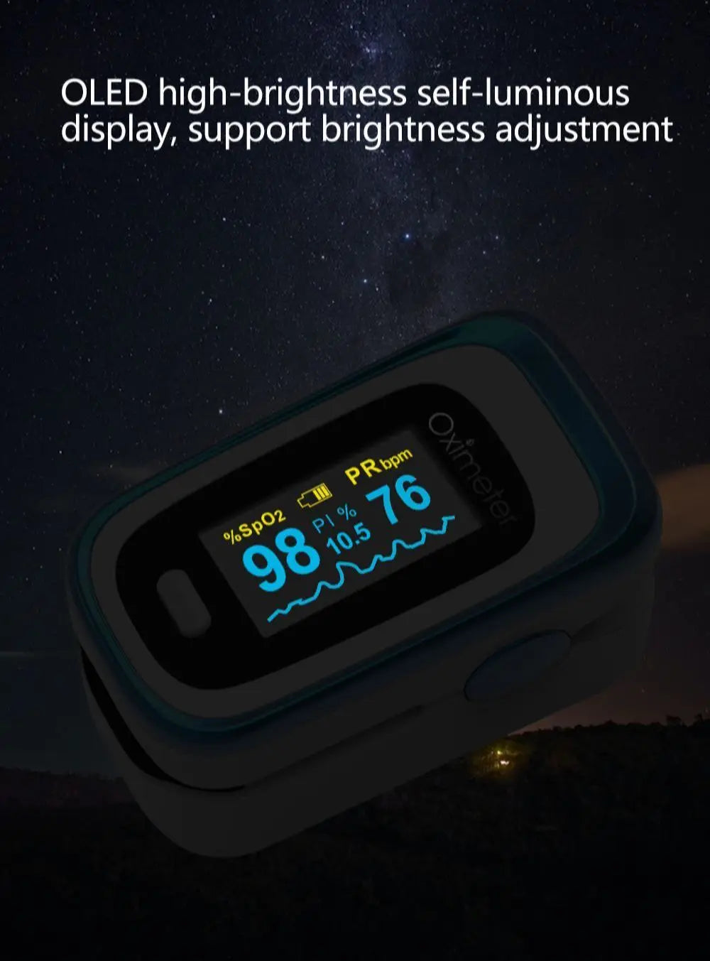 Portable Medical Finger Pulse Oximeter – OLED Display, SPO2, PR, Sleep Monitor, 8-Hour Battery Life