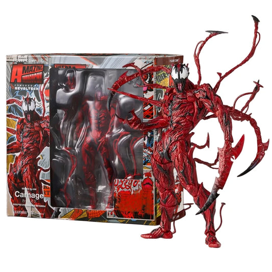 AMAZING YAMAGUCHI Carnage & Venom Action Figure – Marvel Legends Spider-Man Statue with Joint Mobility & Changeable Face, Kids Toy Gift