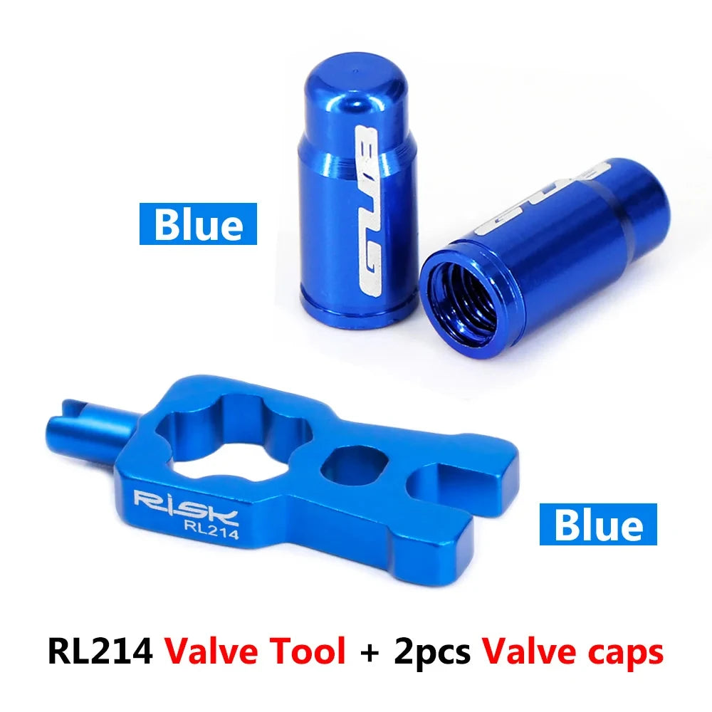 RISK 4-in-1 Bike Valve Core Wrench – Portable Road Bicycle Tool with 2 Presta Valve Caps for Installation & Removal