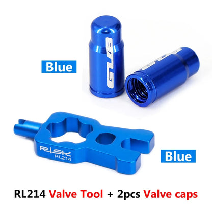 RISK 4-in-1 Bike Valve Core Wrench – Portable Road Bicycle Tool with 2 Presta Valve Caps for Installation & Removal