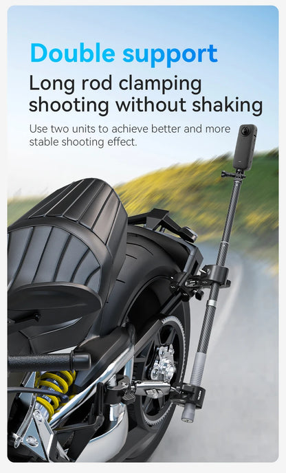 TELESIN Motorcycle Bike Monopod, Panoramic Handlebar Mount, Invisible Selfie Stick Bracket for GoPro Hero, DJI, Insta360