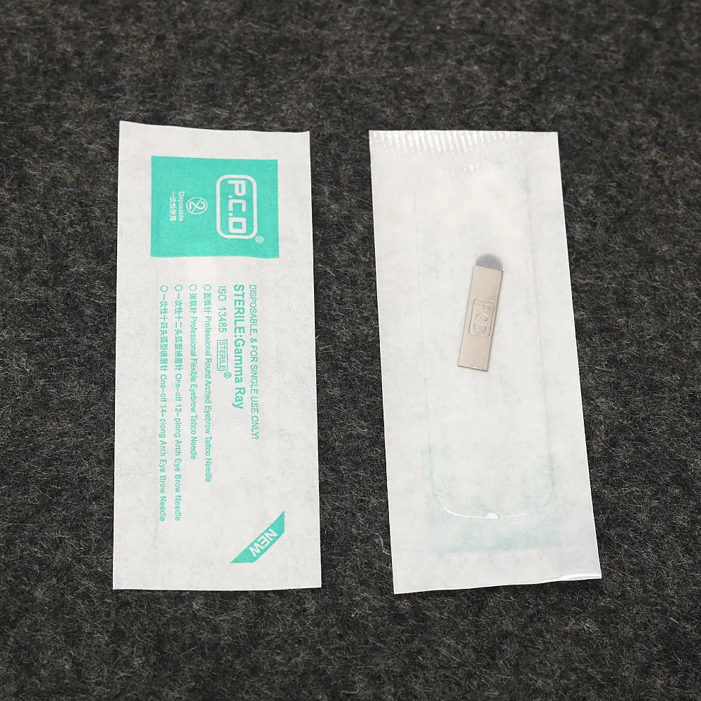 50pcs PCD Microblading Eyebrow Needles – F12/14/19 Tebori Blades for 3D Embroidery Manual Pen