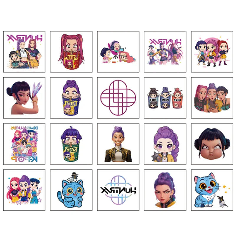 20pcs Cartoon K-Pop Demon Hunters Rumi Temporary Tattoo Stickers – Fun Party Gift Set