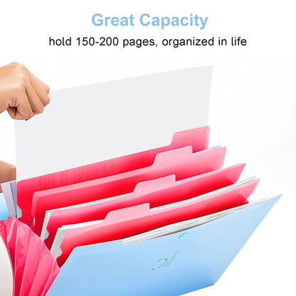 A4 Multi-Layer Folder Dutton File Bag | Candy Color Five Grid Organ Bag | Large Capacity Korean Office Stationery