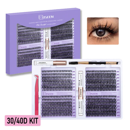 DIY Lash Extension Kit – Mix Styles Lash Clusters, Individual Lashes, Bond & Seal, Remover, Tweezers & Lash Brush for Easy Self-Application Makeup