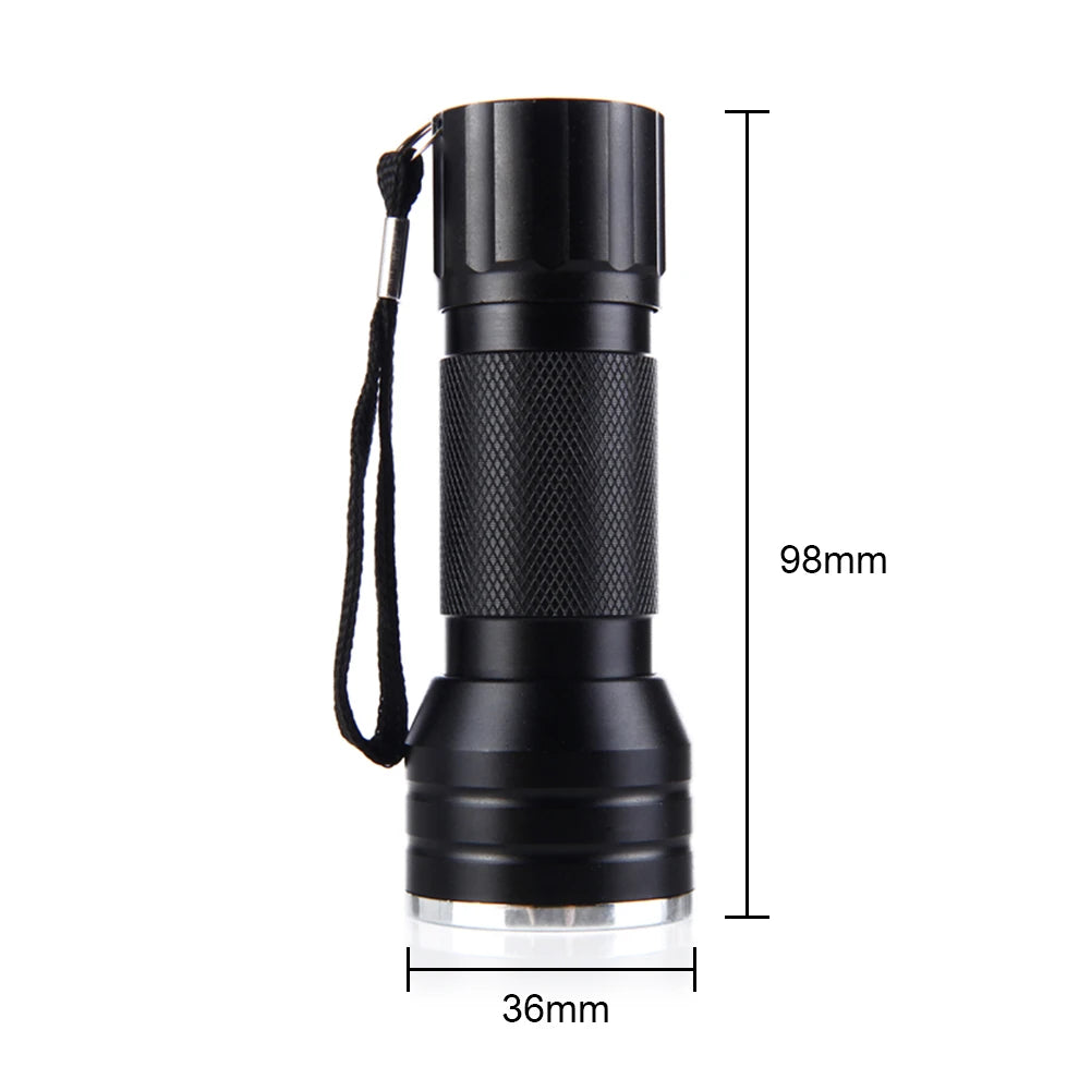 9/21LED UV Light 395nm Waterproof Flashlight – Portable Ultraviolet Torch for Nails, Black Light & Detection