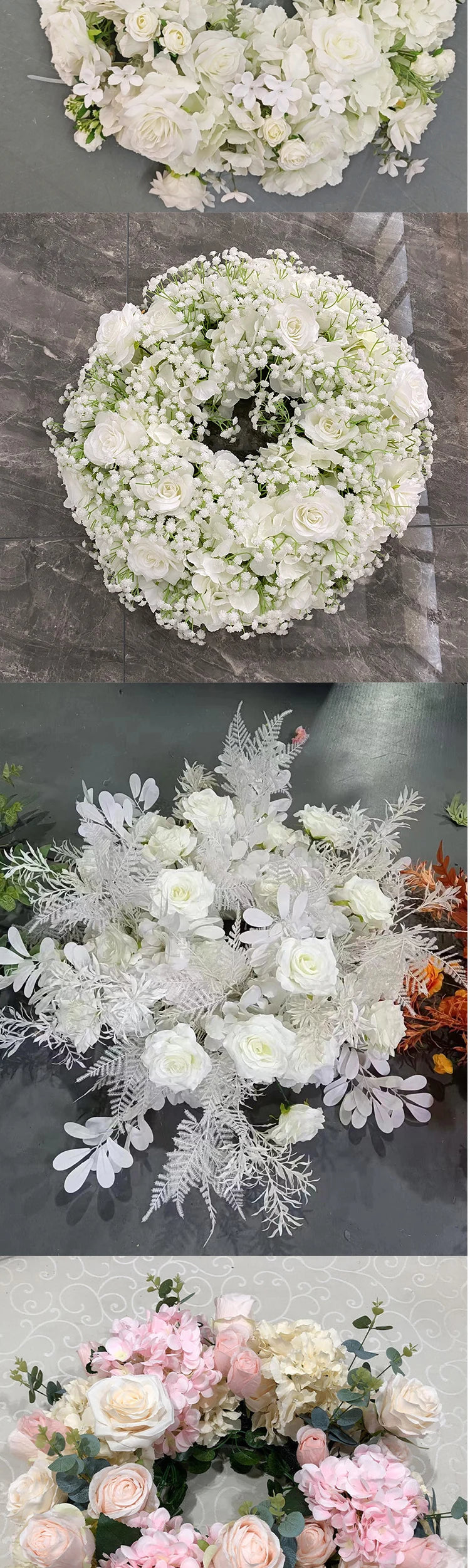 60cm Artificial Flower Wreath – Wedding Table Centerpiece & Backdrop Decoration