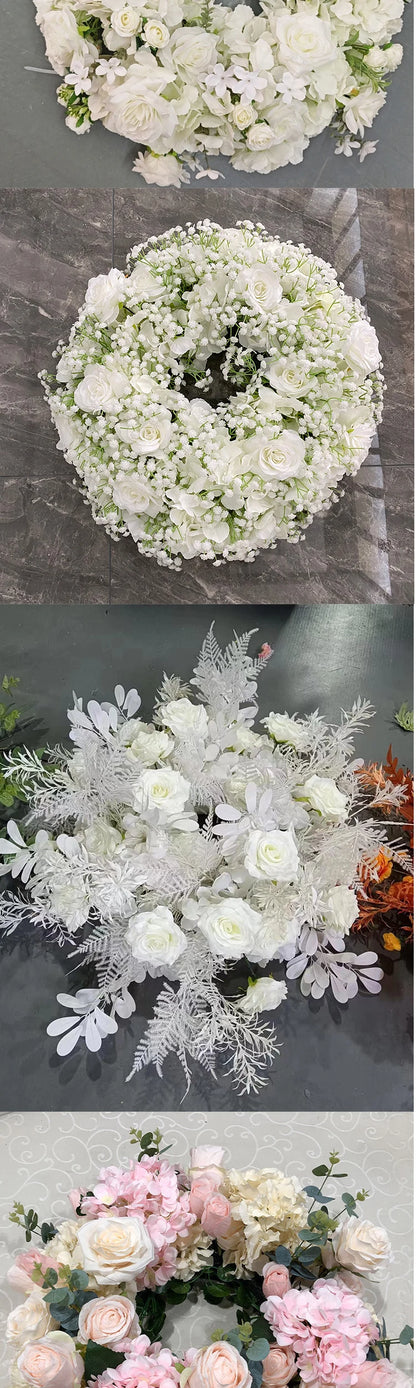 60cm Artificial Flower Wreath – Wedding Table Centerpiece & Backdrop Decoration