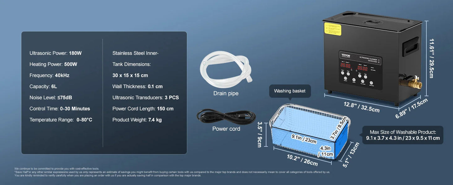 SucceBuy Ultrasonic Cleaner – 2L to 15L Portable Dishwasher with Timer for Home Use