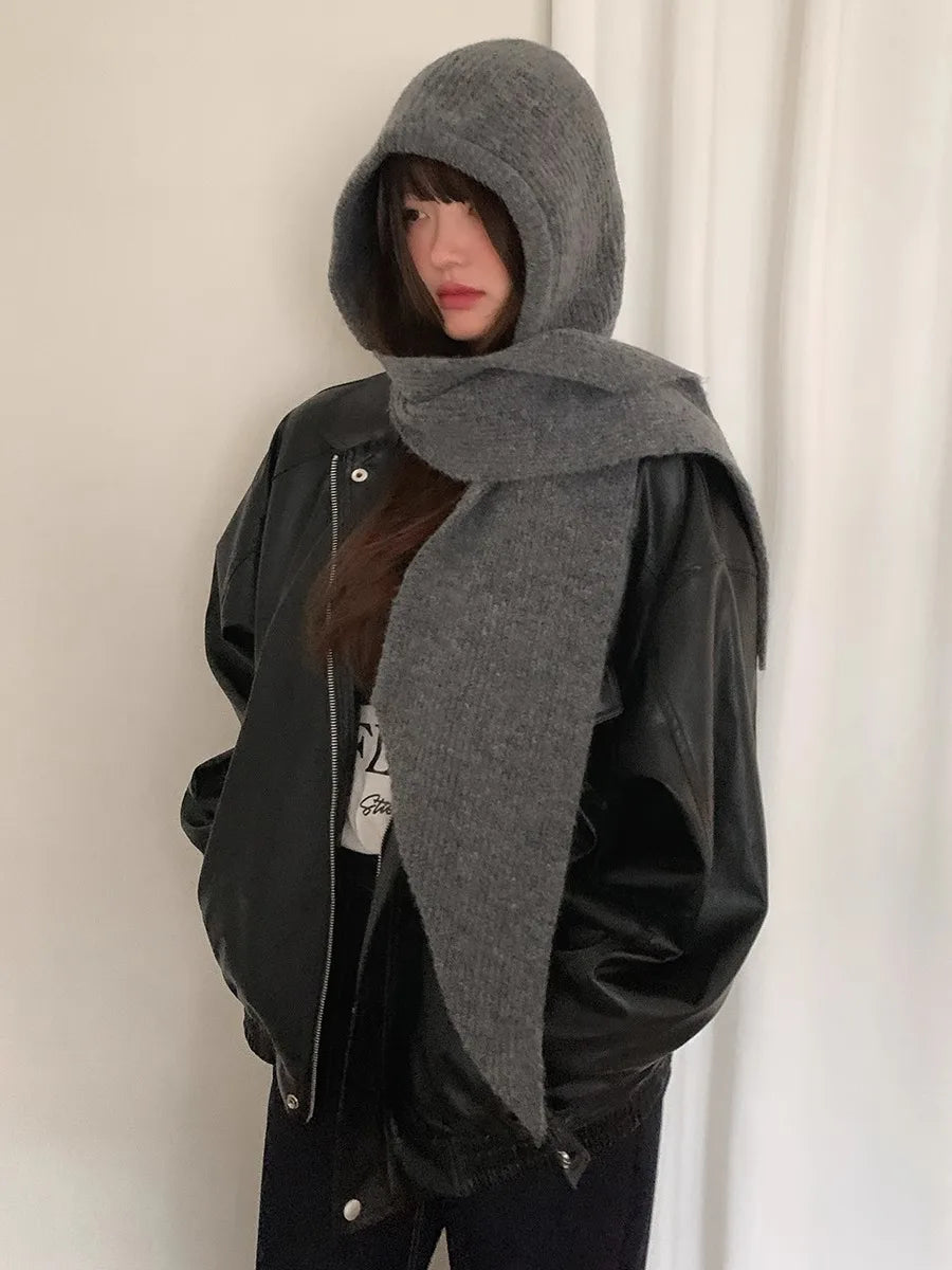 Autumn & Winter Hat and Scarf Set – Wool Knit Earmuffs, Fashionable Neck Warmer for Women