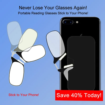 Men’s Nose Clip Reading Glasses – High-Quality Portable Transparent Eyewear for Seniors with Case