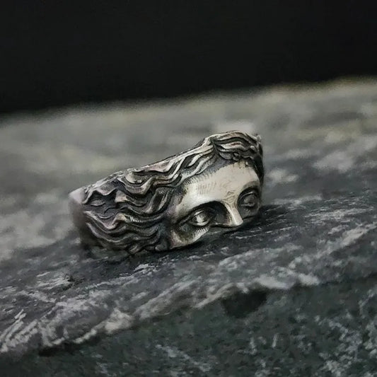 Retro Half-Face Venus Ring – Greek Mythology Vintage Punk Gothic Open Ring, Unisex Designer Jewelry