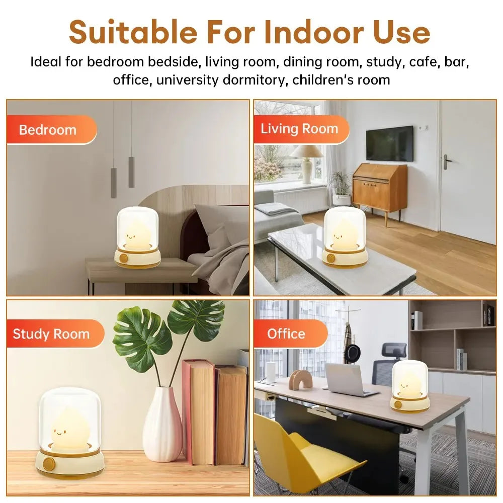 Mini Desktop LED Cute Night Lamp, USB Rechargeable Portable Cartoon Table Lamp for Coffee Bar, Home Decor & Hotel Bedroom