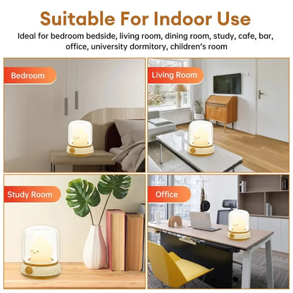 Mini Desktop LED Cute Night Lamp, USB Rechargeable Portable Cartoon Table Lamp for Coffee Bar, Home Decor & Hotel Bedroom