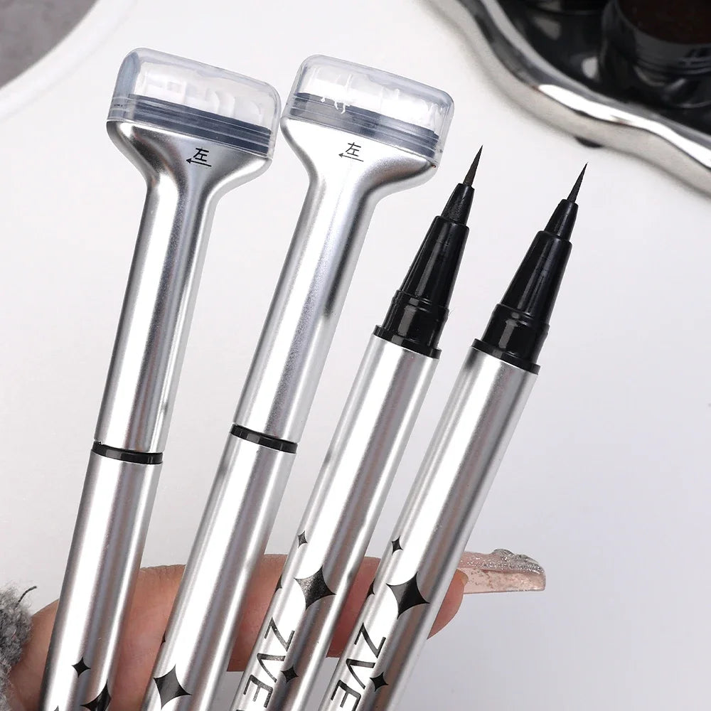 Reusable 2-in-1 Eyelash Stamps Pen - Quick Dry Black/Brown Liquid Eyeliner for Lower Lash Seal & Eyelash Simulation Makeup