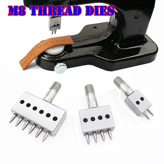 M8 Thread Dies Leather Hole Punch Set – 4/5/6/8mm Round Stitching & Perforated Cut Tools for Hand Press