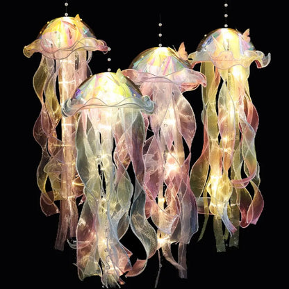 Gradient Jellyfish LED Light – Handmade Festival Pendant & Night Decoration for Courtyard Lighting
