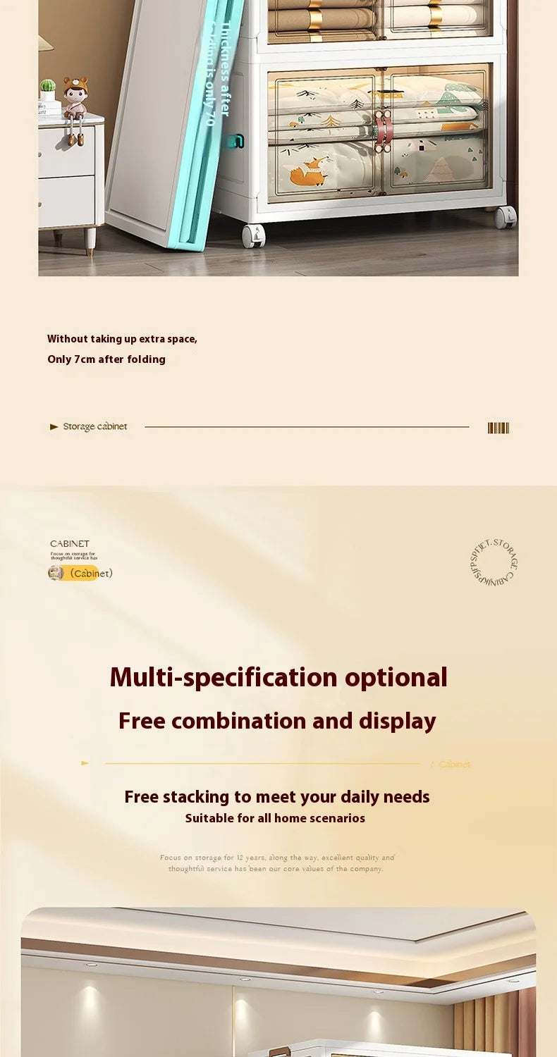 3/4/5 Layers Folding Cabinet Closet Organizer – Stackable Storage Box with Wheels, Large Capacity for Living Room Sundries