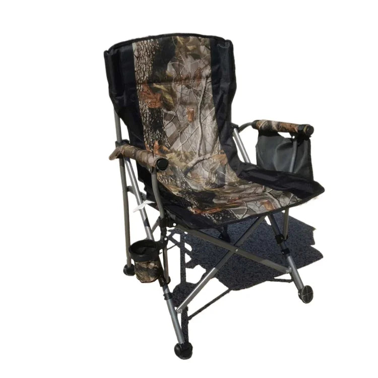 Outdoor Folding Fishing Chair – Large Camping Chair with Backrest, Armrests & Cup Holder