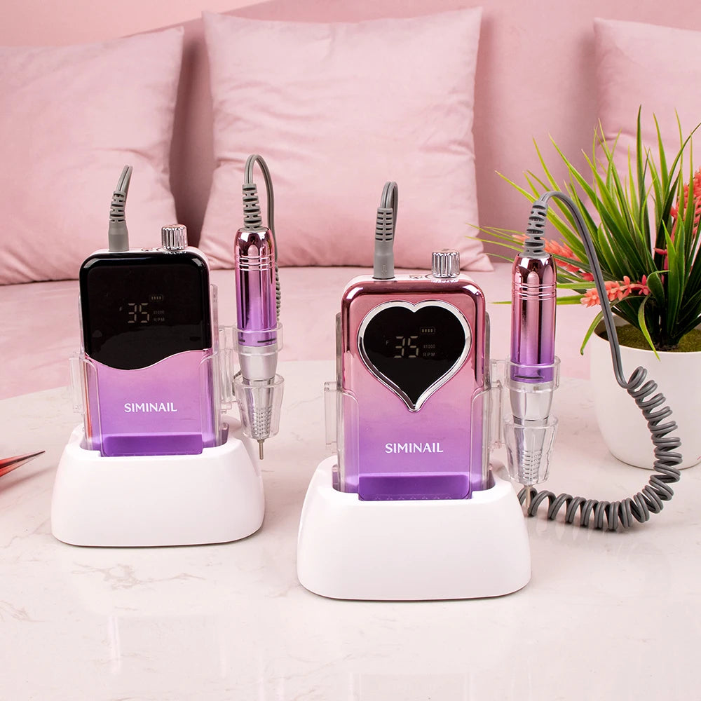 SIMINAIL Professional Nail Drill Machine – 35000RPM Portable Electric Nail File with Rechargeable E-File Bit Kit