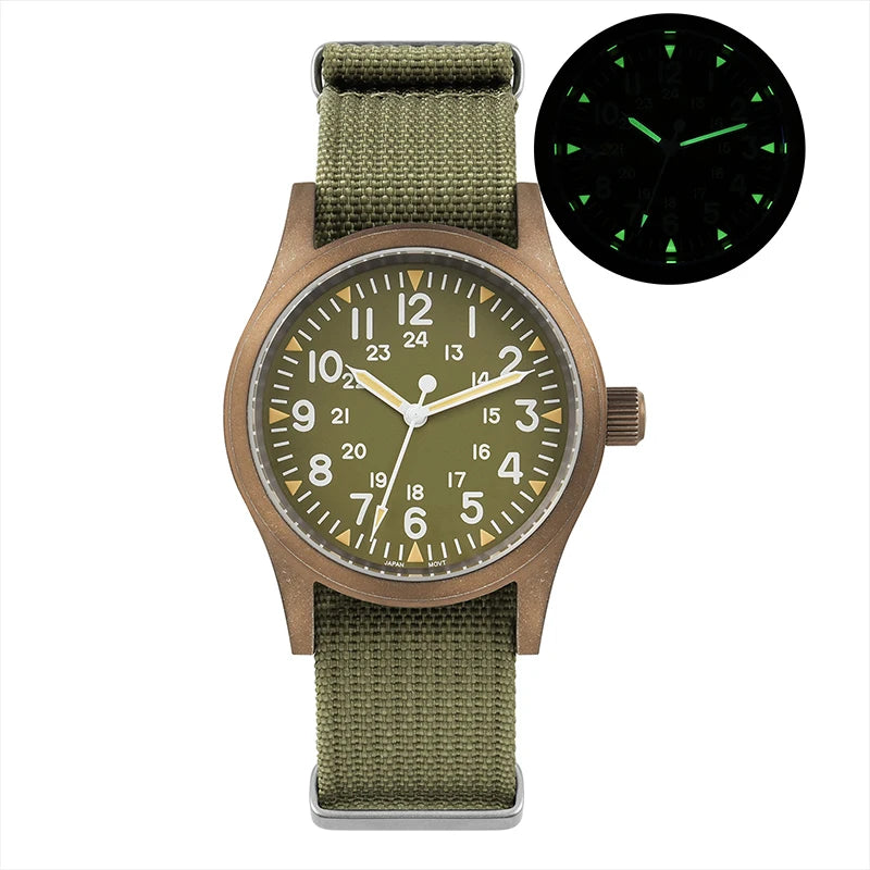 Militado ML05 Vintage Quartz Watch 38mm with VH31 Movement, Domed Sapphire Crystal, AR Coating & Luminous Dial
