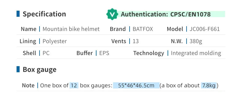 BATFOX Ultralight Bike Helmet – Molded Mountain & Road Helmet for Men, DH AM Cycling Equipment, Casco Ciclismo Bicicleta