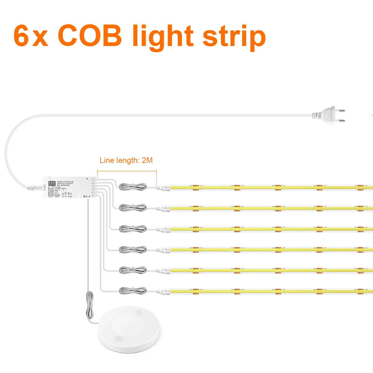 Under Cabinet COB LED Strip Light – Dimmable Touch Sensor Lamp for Display, Bookcase, Wardrobe & Closet