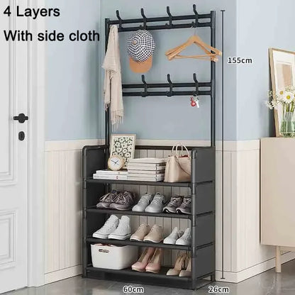 Multi-Layer Shoe and Hat Rack - Multifunctional Floor Standing Storage for Shoes, Sneakers, and Coats, Dormitory Organizer Cabinet