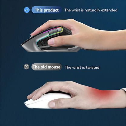 Multi-Device Wireless Mouse - Bluetooth 5.0 & 3.0, 2.4G Portable Optical Mouse, Ergonomic Right-Handed Computer Mice