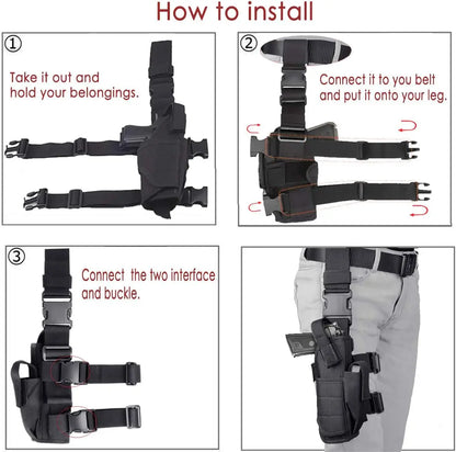 Drop Leg Gun Holster – Adjustable Tactical Pistol Case for GLOCK 17/M9/P226/CZ 75 Revolver, Left/Right Hand, Airsoft & Hunting