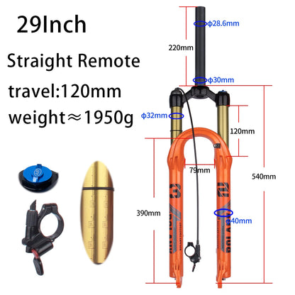BOLANY Bike Air Fork – 27.5/29inch, 120mm Travel, Lightweight Magnesium Alloy Oil Air Suspension with Quick Release