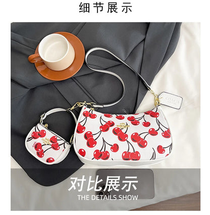 2025 Modern Vintage Cherry Crossbody Bag – Mahjong-Style Chain Shoulder & Underarm Bag, Women’s Light Luxury