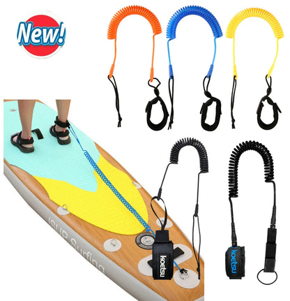 SUP Surf Ankle Leash — Coiled Elastic Leg Rope for Stand Up Paddle Boards & Surfboards