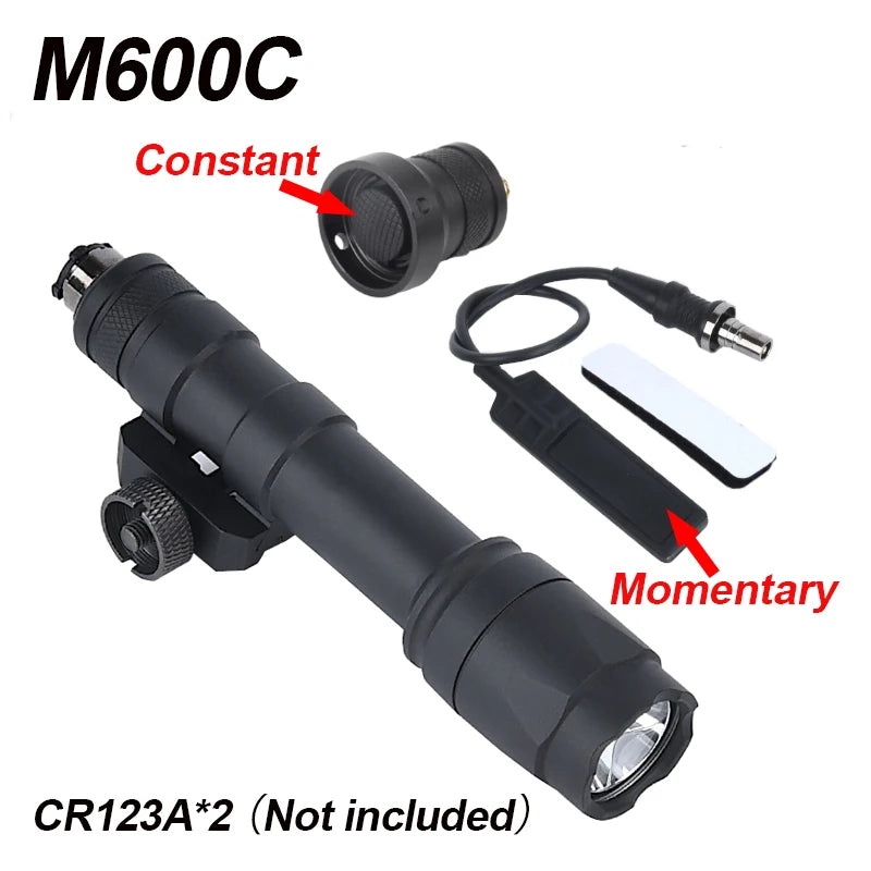 WADSN Airsoft M600C/M600/M300 Tactical Scout Light – AR15 Rifle LED Flashlight, Hunting Spotlight, 20mm Rail Mount