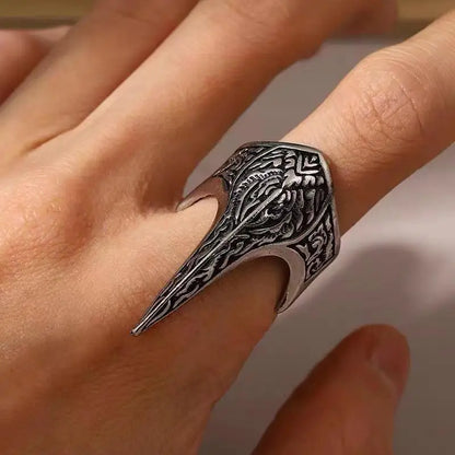 Vintage Punk Viking Bird Beak Alloy Opening Ring – Adjustable Men's Creative Party Jewelry Gift