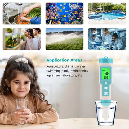 Yieryi TDS, EC, PH, Salinity & ORP Meter - H2, S.G, TEMP Water Quality Monitor for Pools & Aquariums