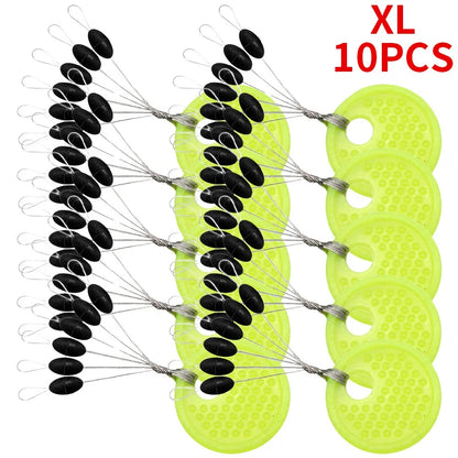 60pcs Rubber Space Bean Fishing Stoppers – 10-Group Oval Float Stopper Set for Carp & Fly Fishing