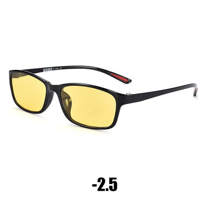 Vintage Unisex Anti-Glare Night Vision Driving Glasses – Ultralight Square Frame Myopia Eyewear (-4.0)