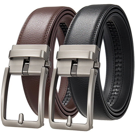 Genuine Leather Men's Click Belt – Luxury Designer Automatic Buckle for Jeans, High-Quality Waist Strap