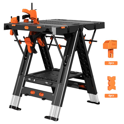 2-in-1 Folding Workbench – Waterproof Portable Adjustable Work Table 31" x 25" x 32"