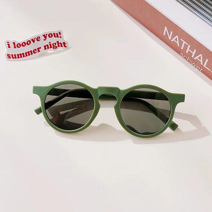 2023 Kids Checker Panel Round Sunglasses – Cute UV400 Sun Protection for Baby Girls & Children Outdoor Wear