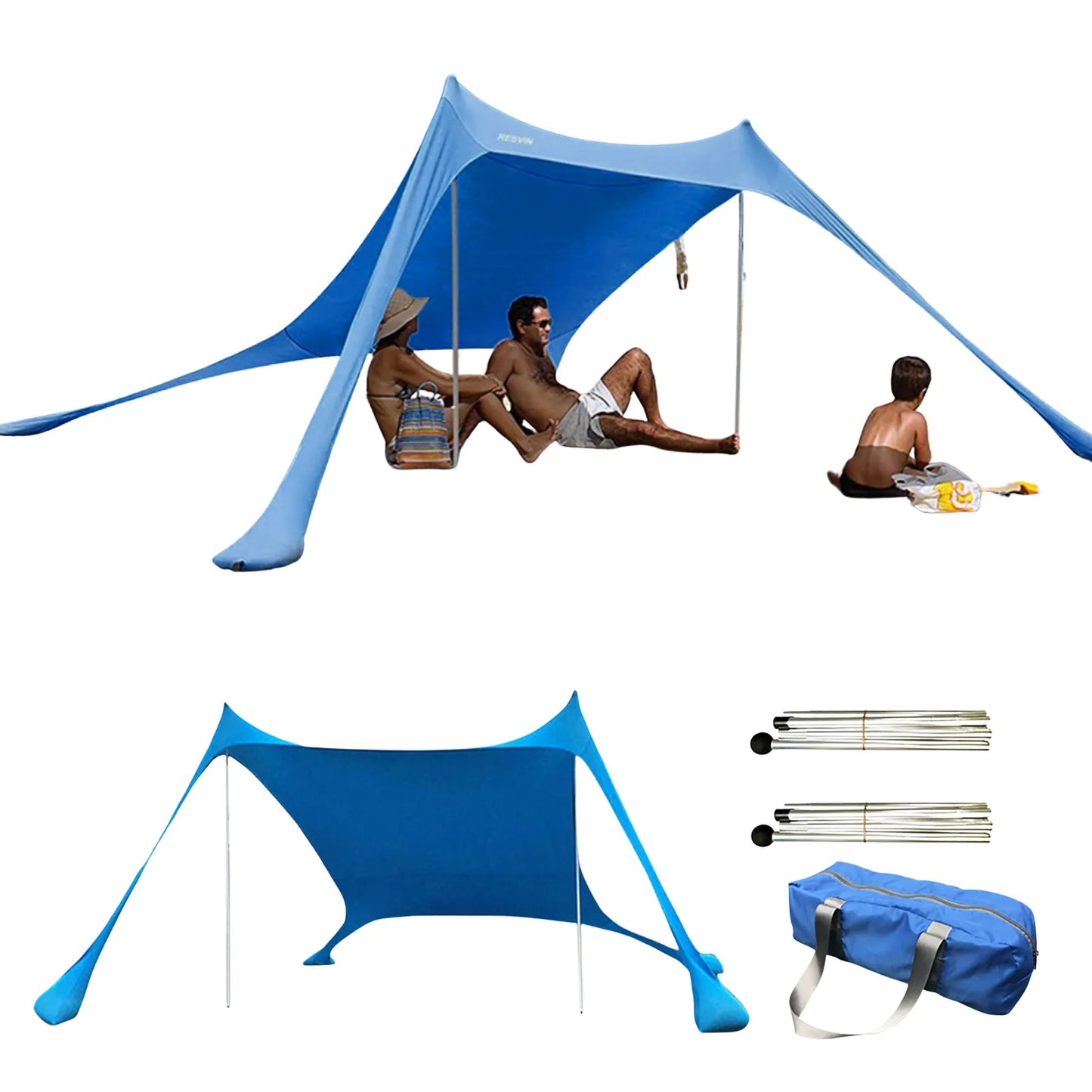 Portable Beach Tent Sun Shelter: Windproof UPF50+ Camping Shade Canopy - Family Tent for Outdoor Adventures
