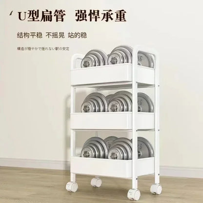 Multi-Layer Trolley Storage Rack - Mobile Organizer for Kitchen, Bedroom, and Bathroom, Ideal for Snacks and Baby Items