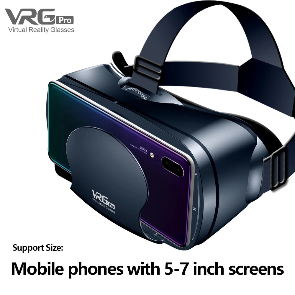 3D VR Headset – Virtual Reality Smart Glasses Helmet for Smartphones with Controllers and 7-Inch Lenses