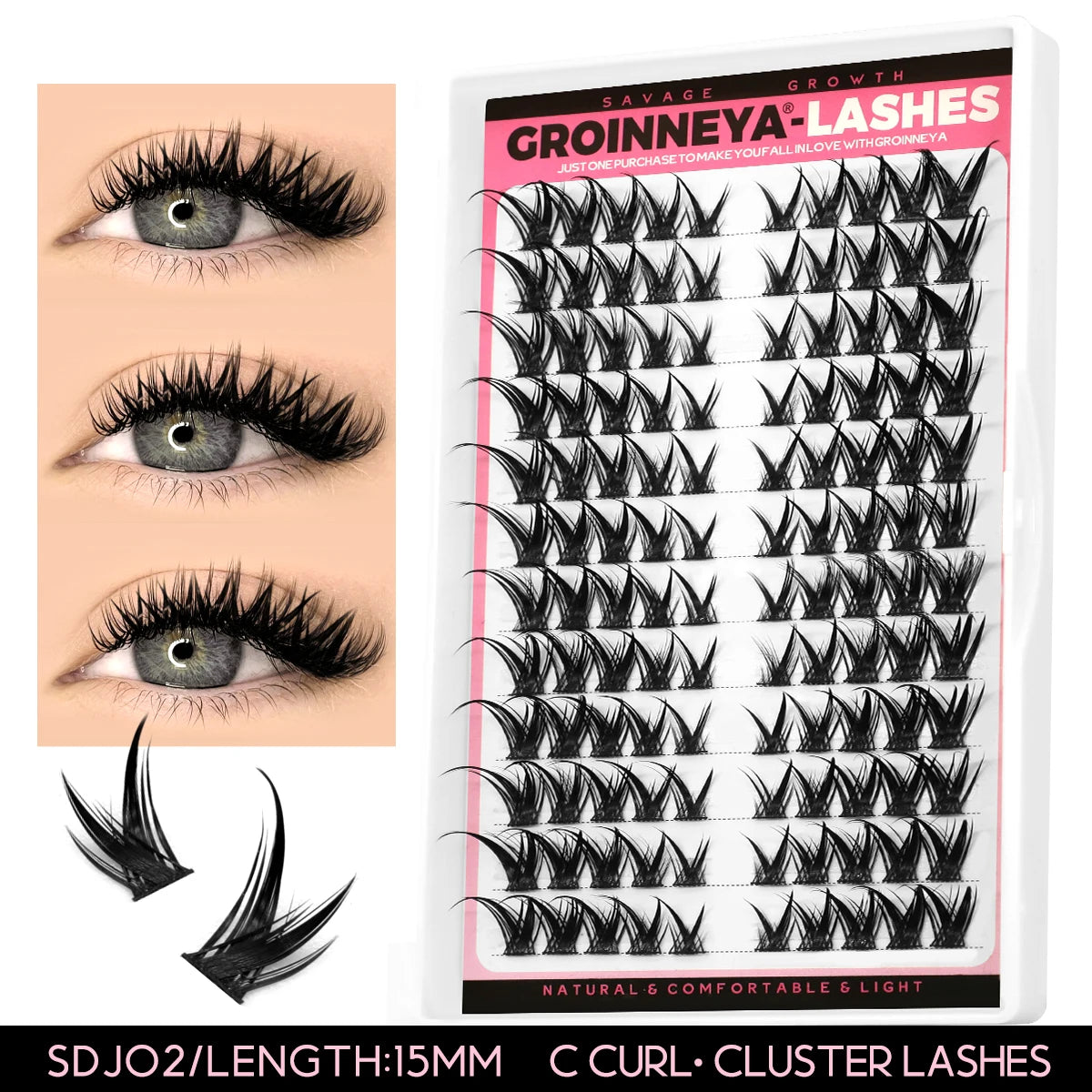 Lash Clusters Extension Kit – Fake Eyelashes Set with Lash Bond, Seal, and Applicator Tool for Makeup