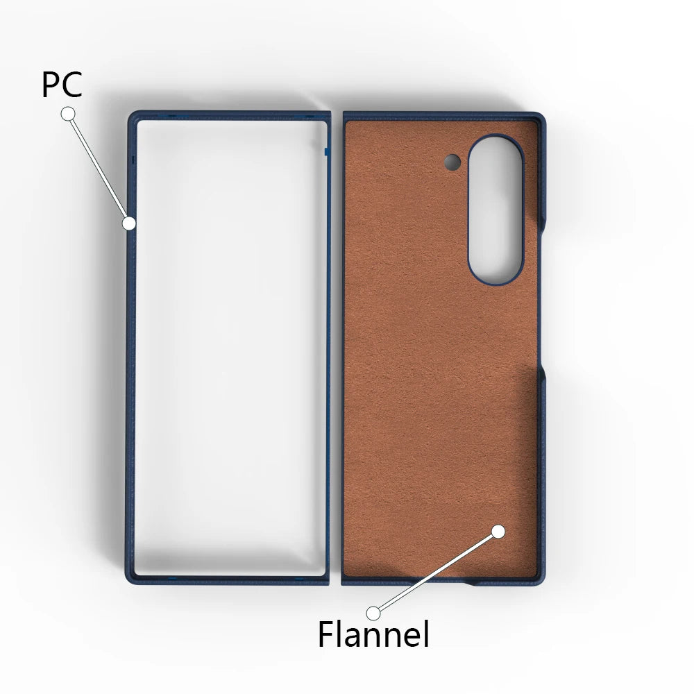 Luxury Leather Shockproof Phone Case for Samsung Galaxy Z Fold 6 – Skin-Friendly Solid Color Full Cover