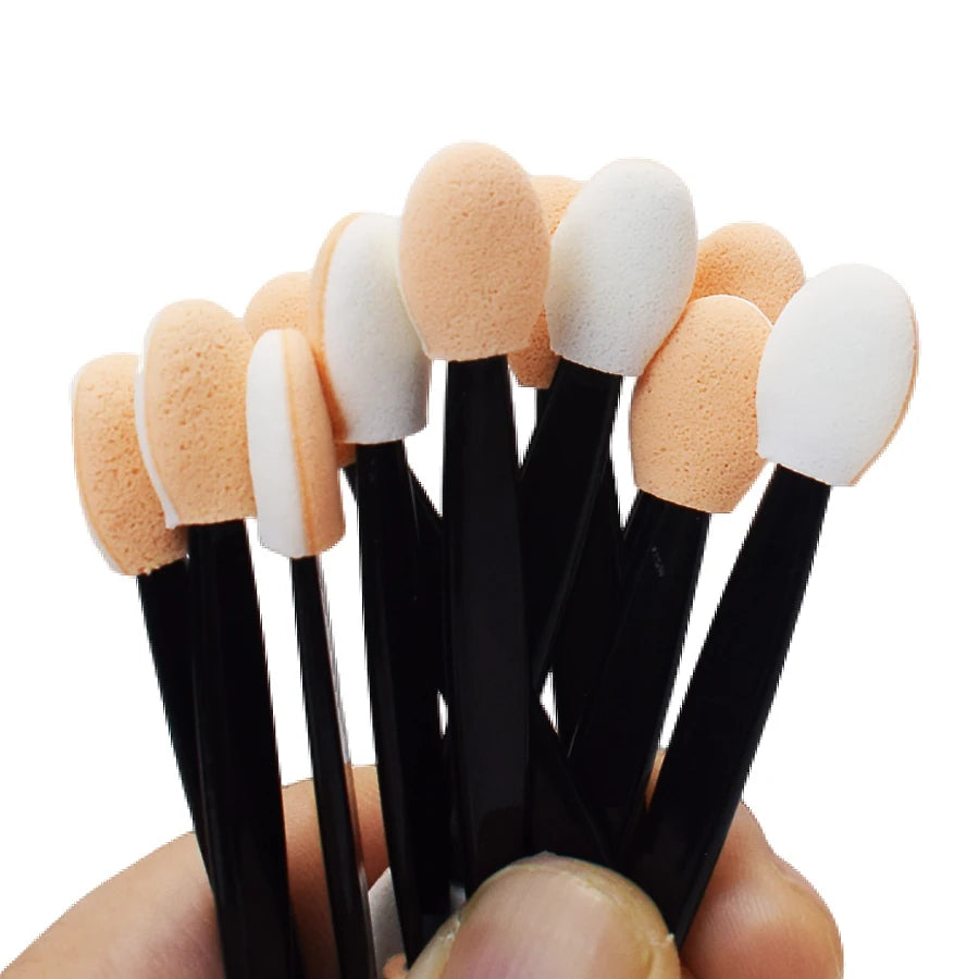 50/100Pcs Small Portable Eyeshadow Applicators - Double Sponge Eye Shadow Brushes, Mini Makeup Tools in Bulk